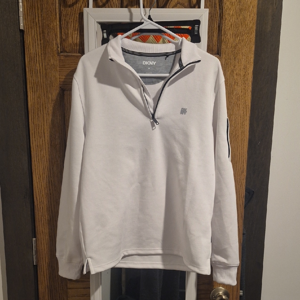 DKNY White Zip-Up Mens Sweatshirt